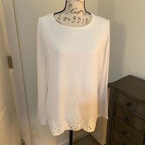 Mixed media Loft top. NWT size L
